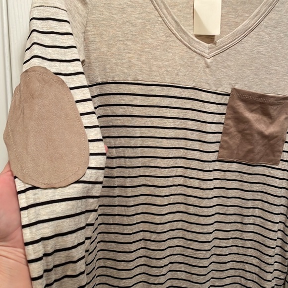 Micro-suede patch elbow patch top - Picture 4 of 5